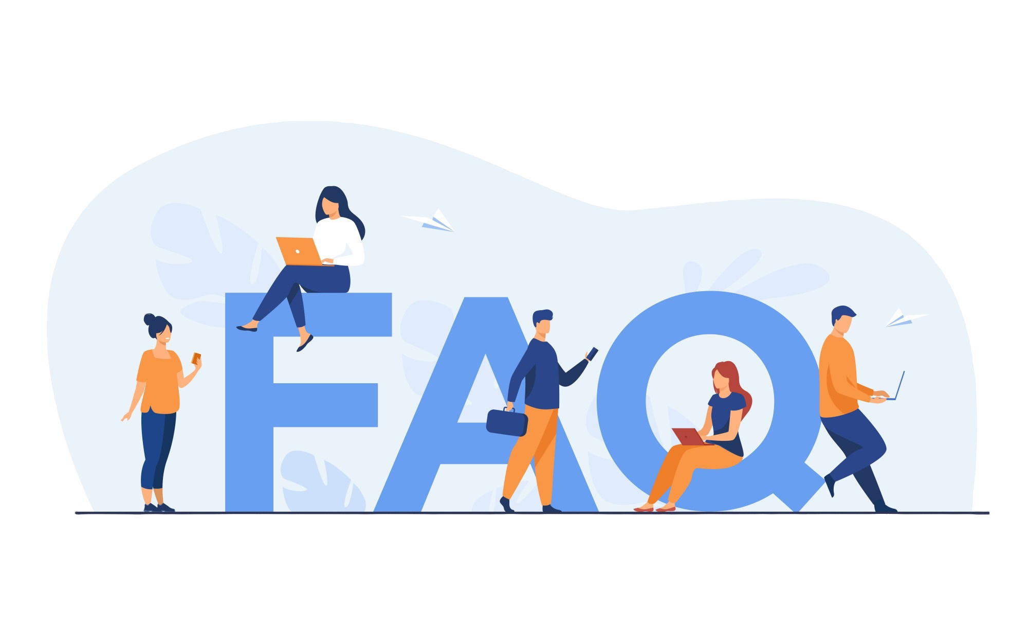 faq boy with logos